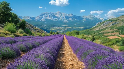 a Picturesque lavender field in full bloom.