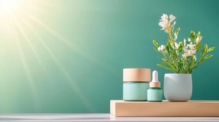 Stand Out in Style - Unique Product Display with Soft Watercolor Tones and Copy Space