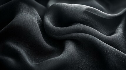 an Black fabric texture background with dark clothing material and subtle details.