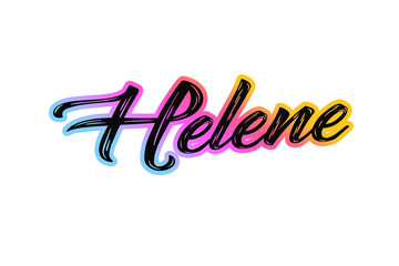 The name “Helene” written in a stylized colorful retro font