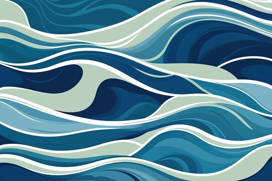 Serene Marine Wave Design in Sky Blue and Seafoam for Relaxing Water Illustrations