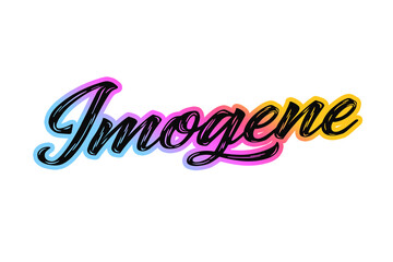 The name “Imogene” written in a stylized colorful retro font