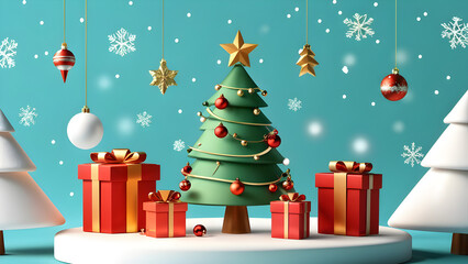 Fototapeta premium a charming Christmas scene designed for greeting cards