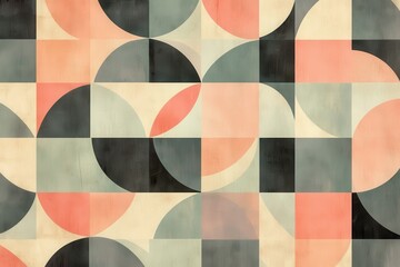 Abstract Geometric Pattern with Pastel Colors and Distressed Texture