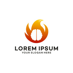brain fire logo symbol vector template illustration design