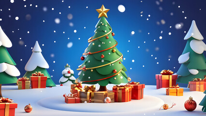 a charming Christmas scene designed for greeting cards