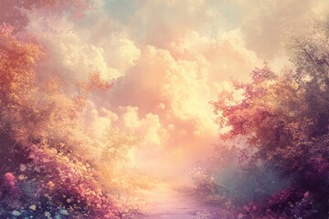 Fototapeta premium A Misty Path Through a Sunlit Forest