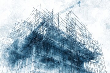 Blueprint of a construction project featuring 3d digital architectural design elements