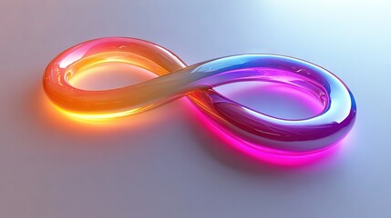 Fototapeta premium A multicolored object on a white surface reflects light from one side, casting an image at the center