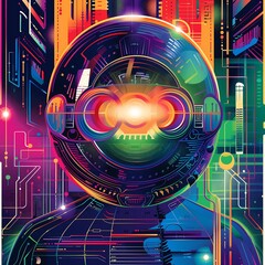 Cyberpunk Astronaut in Neon City Digital Art Illustration