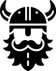 Iconic Viking Logo with Viking Helmet, Norse Mythology Symbol, Scandinavian Culture Emblem, Warrior Spirit Representation, Nordic Branding for Games, Clothing, and Sports Teams