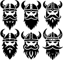 Iconic Viking Logo with Viking Helmet, Norse Mythology Symbol, Scandinavian Culture Emblem, Warrior Spirit Representation, Nordic Branding for Games, Clothing, and Sports Teams