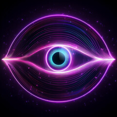 Eye, neon light, on a dark background