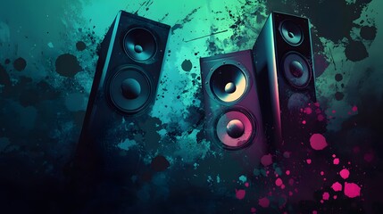 abstract music background with speakers