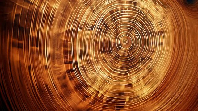 Exploring the natural beauty of tree rings in close-up, showcasing growth patterns and textures in golden hues