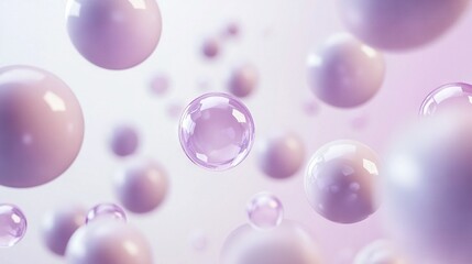   A lot of bubbles float on a pink and white background with a blurry image of the bottom half