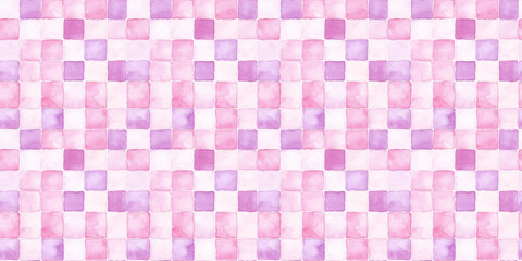 Fototapeta premium watercolor style pattern of soft pink and lavender color tiles, clean surface texture, white background