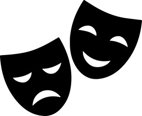 Comedy and tragedy mask for theater theatre performing arts. Icon set, flat vector illustration on transparent background.