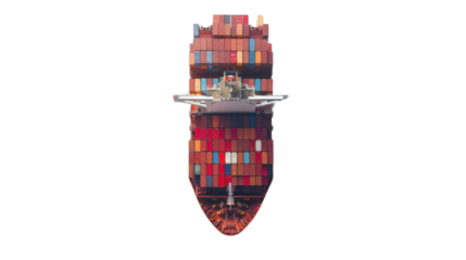 Container ship on transparent background