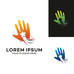 Obraz premium hands logo design template vector