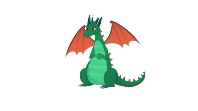 Green dragon. Flying dragon character 4k