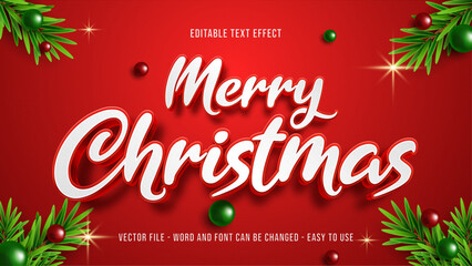 Editable text effect merry christmas theme, holiday text style effect