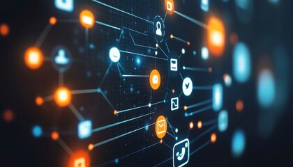 Digital marketing strategy  visualizing technology and social media networks with apps