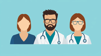 Obraz premium Three medical professionals stand side by side.