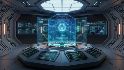 3D image of a control and command room using advanced technology
