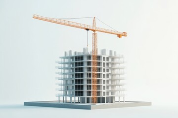 3d illustration of a contemporary building under construction with modern architectural design