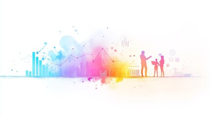 A watercolor illustration of a business leader providing tactical guidance with a focus on a detailed roadmap. The leader uses analysis to offer solutions and mentorship to the team for achieving