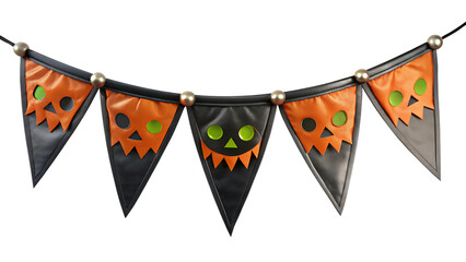 Halloween party flag on transparent or white background, Halloween bunting clipart