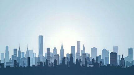 Fototapeta premium Cityscape Silhouette with Blue Sky.