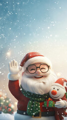 행복한 크리스마스 산타와 순록