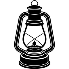 Kerosene lamp line art on white background 