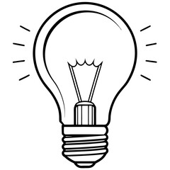 Lightbulb Outline drawing line art vector