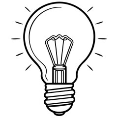 Lightbulb Outline drawing line art vector