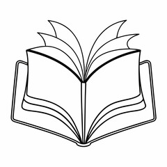  Line drawing of book opening vector illustration on white background