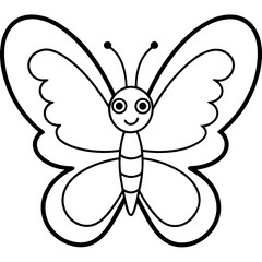 Simple and cute butterfly line art vector 