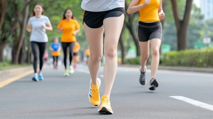 Fitness enthusiast participating in virtual 5K race using tracking apps. AI generated