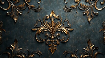 Intricate Gold Floral Design on a Dark Background