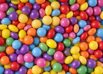 Obraz premium Colorful assortment of round candies in various bright colors