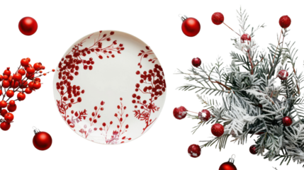 Christmas table setting on transparent background