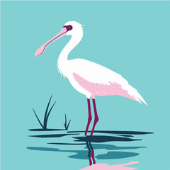 Obraz premium Stylized Illustration of a Pink Bird in Water