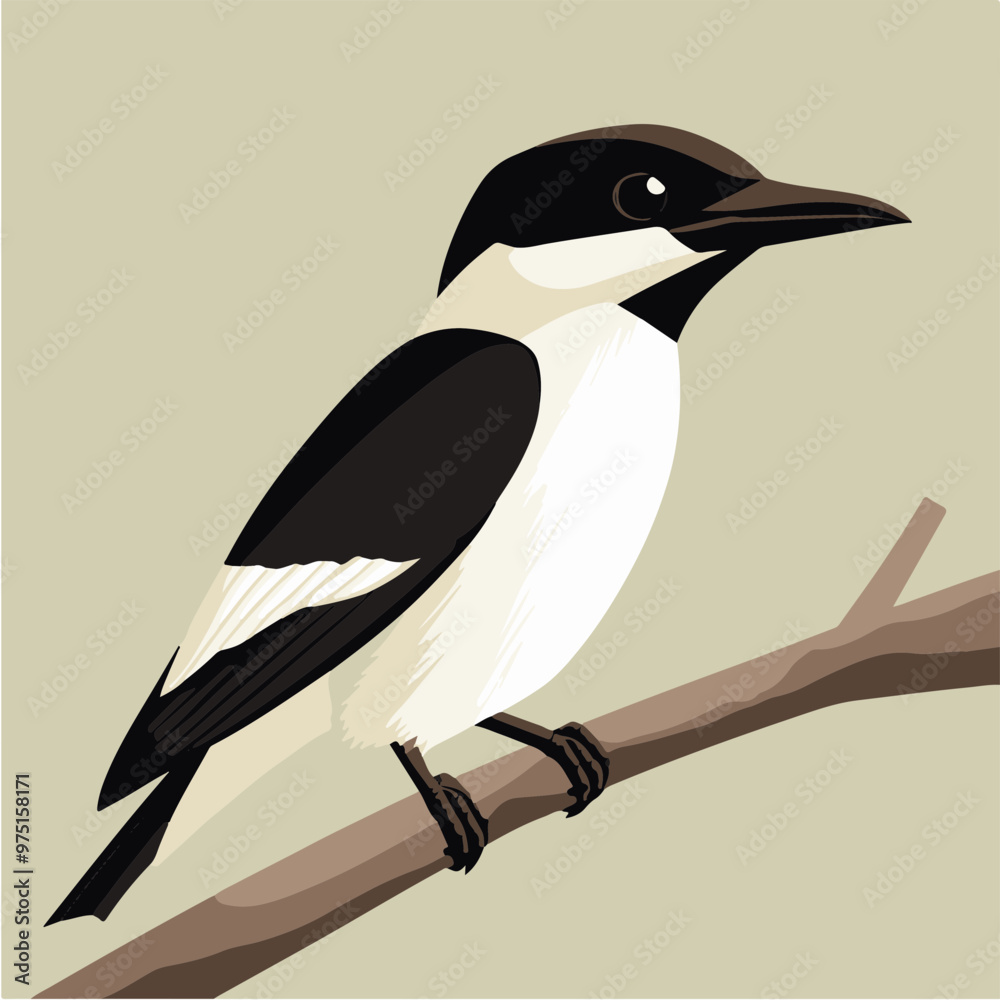 Canvas Prints Vector Illustration of a Bird on a Branch