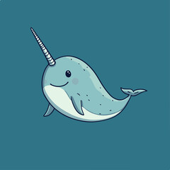 Obraz premium Cute Vector Illustration of a Happy Narwhal