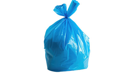 Blue plastic bag on transparent background
