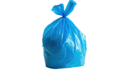 Blue plastic bag on transparent background