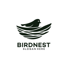 vintage logo nest bird vector template illustration