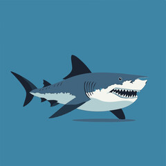 Obraz premium Stylized Shark Swimming in Blue Background